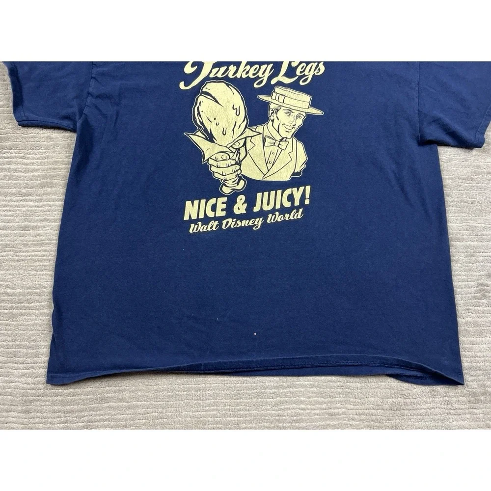 Disneyland Shirt Mens 2XL‎ Blue Short Sleeve Turkey Leg Graphic Print Cotton
